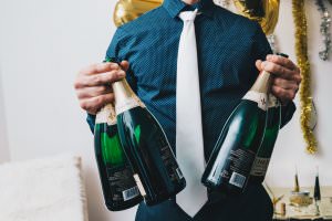 celebrating excellent staff performance with champagne