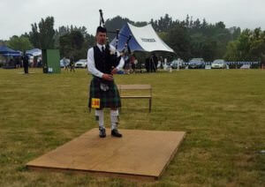 Andrew Ross competing in a piping competition