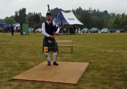 Andrew Ross competing in a piping competition